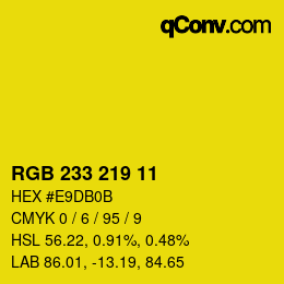 Color code: RGB 233 219 11 | qconv.com