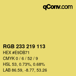 Color code: RGB 233 219 113 | qconv.com