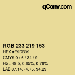 Color code: RGB 233 219 153 | qconv.com