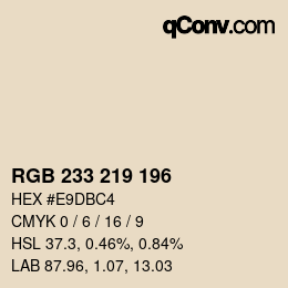 Color code: RGB 233 219 196 | qconv.com