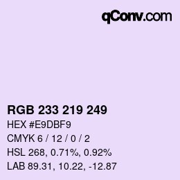 Color code: RGB 233 219 249 | qconv.com