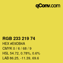 颜色代码: RGB 233 219 74 | qconv.com