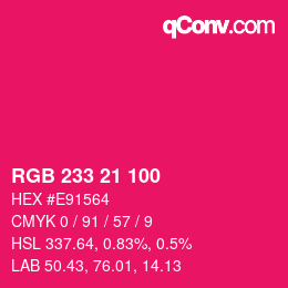 Color code: RGB 233 21 100 | qconv.com
