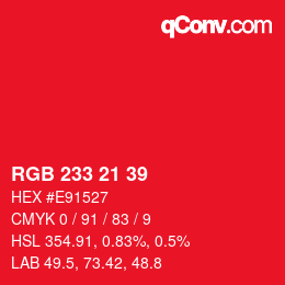 Color code: RGB 233 21 39 | qconv.com