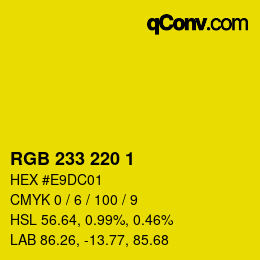 Color code: RGB 233 220 1 | qconv.com