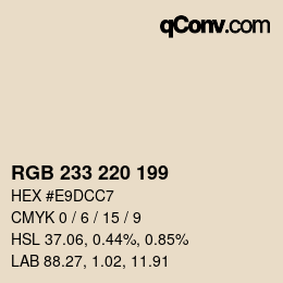 Color code: RGB 233 220 199 | qconv.com