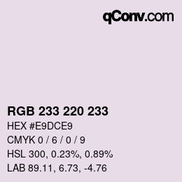 Color code: RGB 233 220 233 | qconv.com