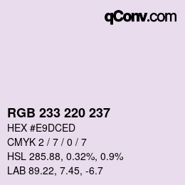 Color code: RGB 233 220 237 | qconv.com