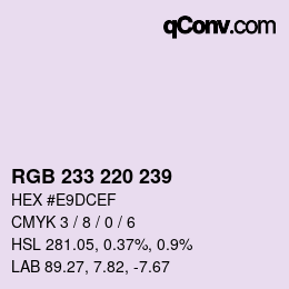 Color code: RGB 233 220 239 | qconv.com