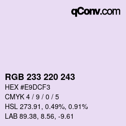 Color code: RGB 233 220 243 | qconv.com