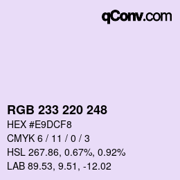 Color code: RGB 233 220 248 | qconv.com