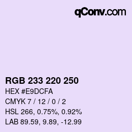 Color code: RGB 233 220 250 | qconv.com