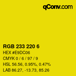 Color code: RGB 233 220 6 | qconv.com