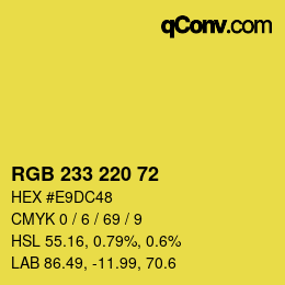 Color code: RGB 233 220 72 | qconv.com