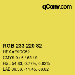 Color code: RGB 233 220 82 | qconv.com