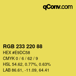 Color code: RGB 233 220 88 | qconv.com
