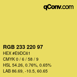 Color code: RGB 233 220 97 | qconv.com