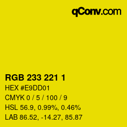 Color code: RGB 233 221 1 | qconv.com