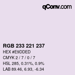カラーコード: RGB 233 221 237 | qconv.com