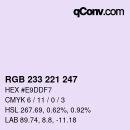 Color code: RGB 233 221 247 | qconv.com