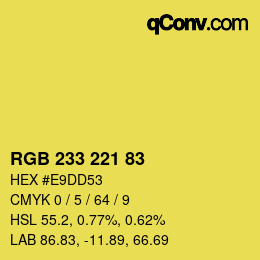 Color code: RGB 233 221 83 | qconv.com