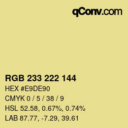 Color code: RGB 233 222 144 | qconv.com