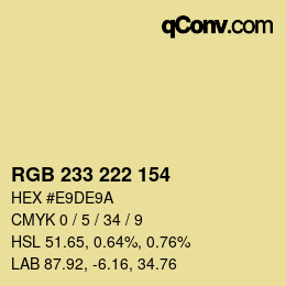Color code: RGB 233 222 154 | qconv.com