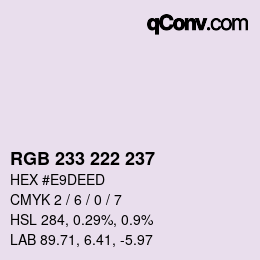 Color code: RGB 233 222 237 | qconv.com