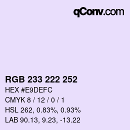 Color code: RGB 233 222 252 | qconv.com