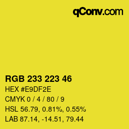 Color code: RGB 233 223 46 | qconv.com