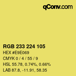 Color code: RGB 233 224 105 | qconv.com