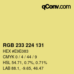 Color code: RGB 233 224 131 | qconv.com