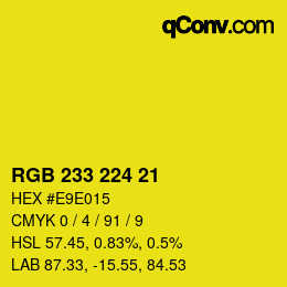 Color code: RGB 233 224 21 | qconv.com