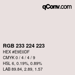 Farbcode: RGB 233 224 223 | qconv.com