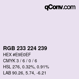 Color code: RGB 233 224 239 | qconv.com