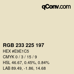 Color code: RGB 233 225 197 | qconv.com