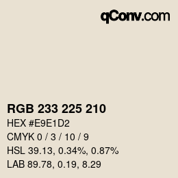 Color code: RGB 233 225 210 | qconv.com