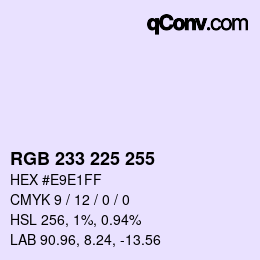 Color code: RGB 233 225 255 | qconv.com