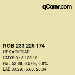 Color code: RGB 233 226 174 | qconv.com