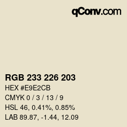 Color code: RGB 233 226 203 | qconv.com