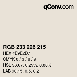 Color code: RGB 233 226 215 | qconv.com