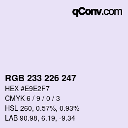 Color code: RGB 233 226 247 | qconv.com