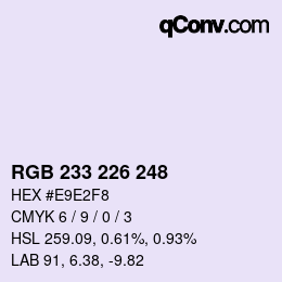 Color code: RGB 233 226 248 | qconv.com