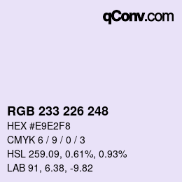 Color code: RGB 233 226 248 | qconv.com