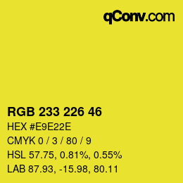 Color code: RGB 233 226 46 | qconv.com