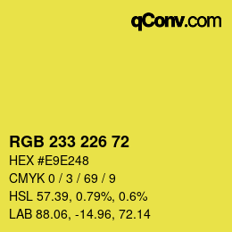 Color code: RGB 233 226 72 | qconv.com