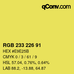 Color code: RGB 233 226 91 | qconv.com