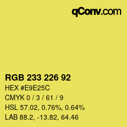 Color code: RGB 233 226 92 | qconv.com