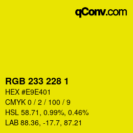 Color code: RGB 233 228 1 | qconv.com