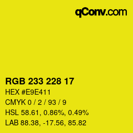 Color code: RGB 233 228 17 | qconv.com